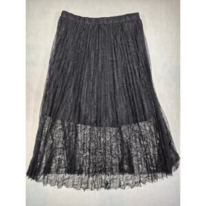Boho Dark Academia Feminine Quiet Luxury Cowgirlcore Lace pleated sz L #2154